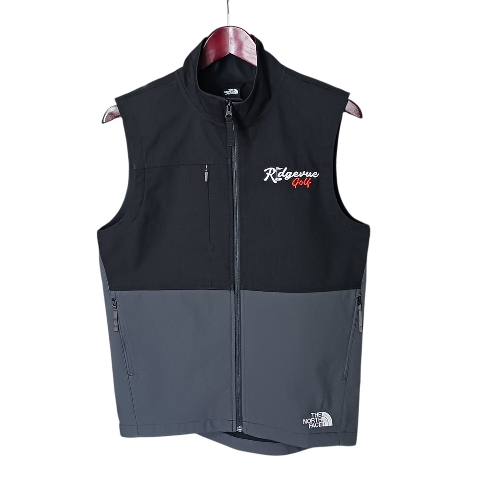 The North Face Mens Ridgevue Golf Softshell Vest Black Grey Full Zip Small